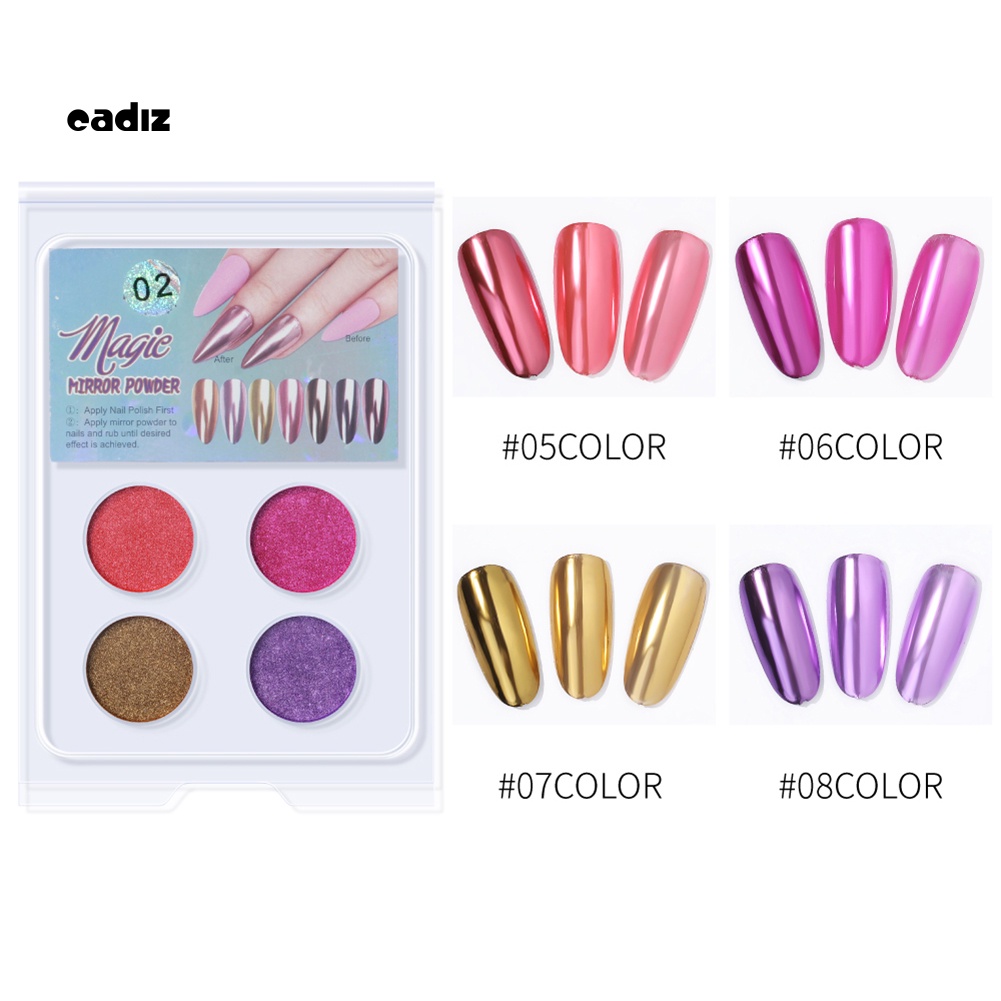 Set 4 Hộp Kim Sa Tráng Gương Lấp Lánh Tự Trang Trí Móng Tay