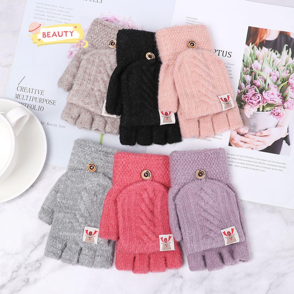 Găng Tay Dệt Kim Chất Liệu Dày Dặn Mềm Mại Co Giãn Thời Trang Mù