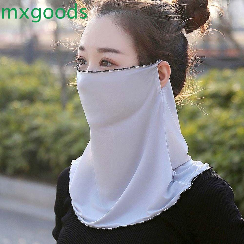 Khẩu Trang Chống Nắng MXGOODS Bằng Lụa Lạnh Có Nắp Che Cổ Bảo Vệ Mặt Ngọt Ngào Khi Đi Bộ Đường Dài Ngoài Trời Mùa Hè