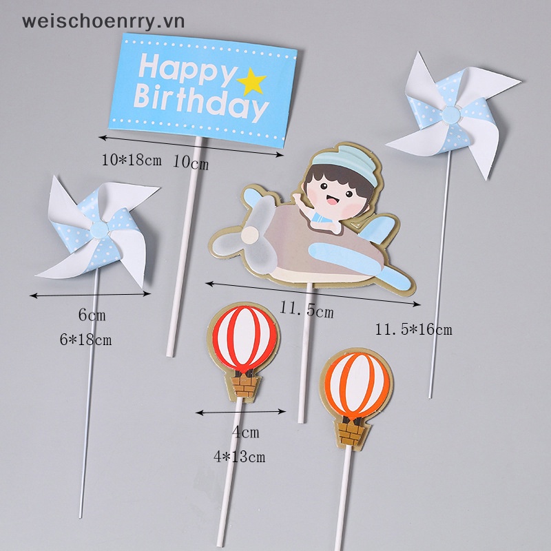 Que Cắm Trang Trí Bánh Kem Chữ Happy Birthday / Máy Bay / Đám Mây / Xe Hơi