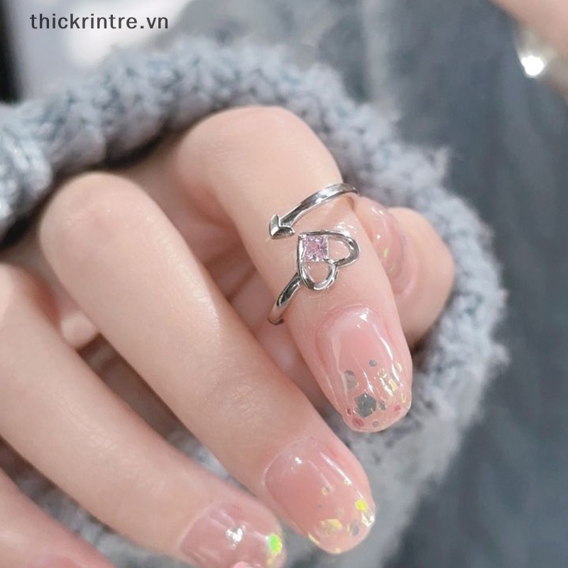 Nhẫn Cặp Đính Đá Hình Trái Tim Phong Cách Vintage