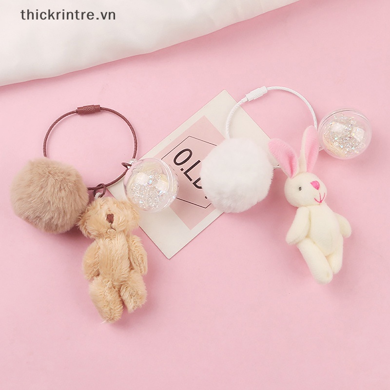 Móc Khóa Hình Gấu / Thỏ Nhồi Bông Đáng Yêu Cho Bé Gái