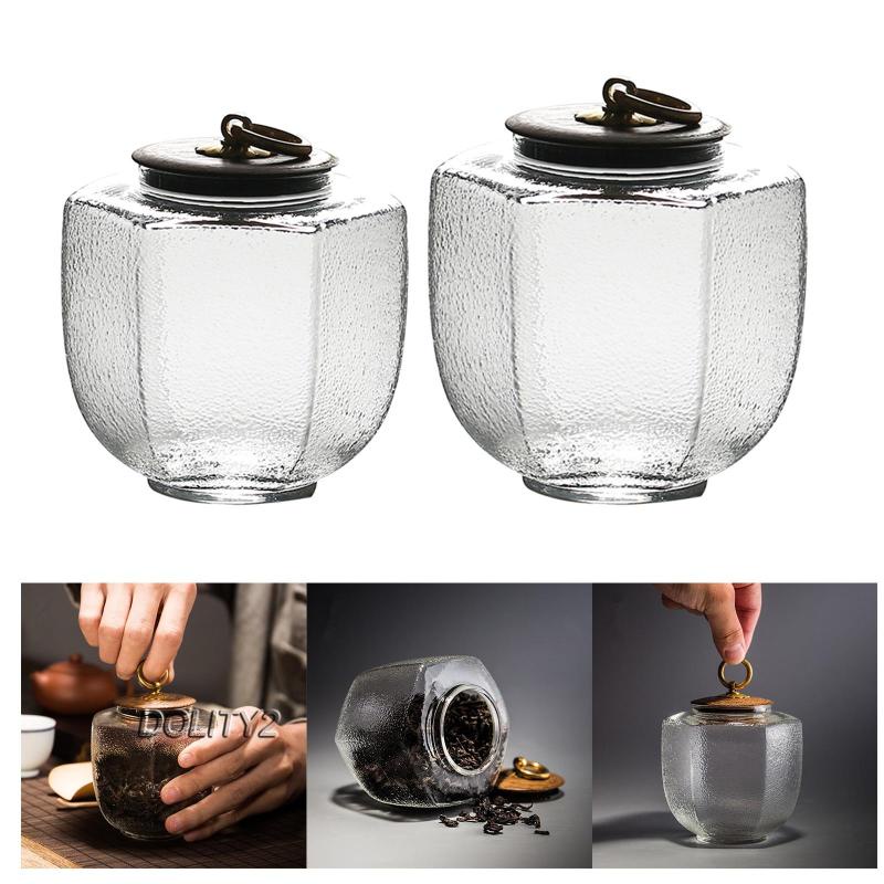 Set 2 Hũ Thủy Tinh Tròn Đựng Trà / Thức Ăn Phong Cách Retro Cho Nhà Bếp / Phòng Ăn