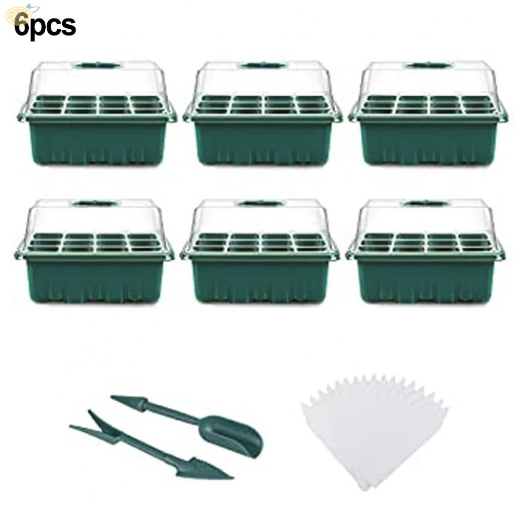 【VARSTR】6 Pack 72 Cells Propagator Thicken Starter  Trays with Clear Lids/Adjustable