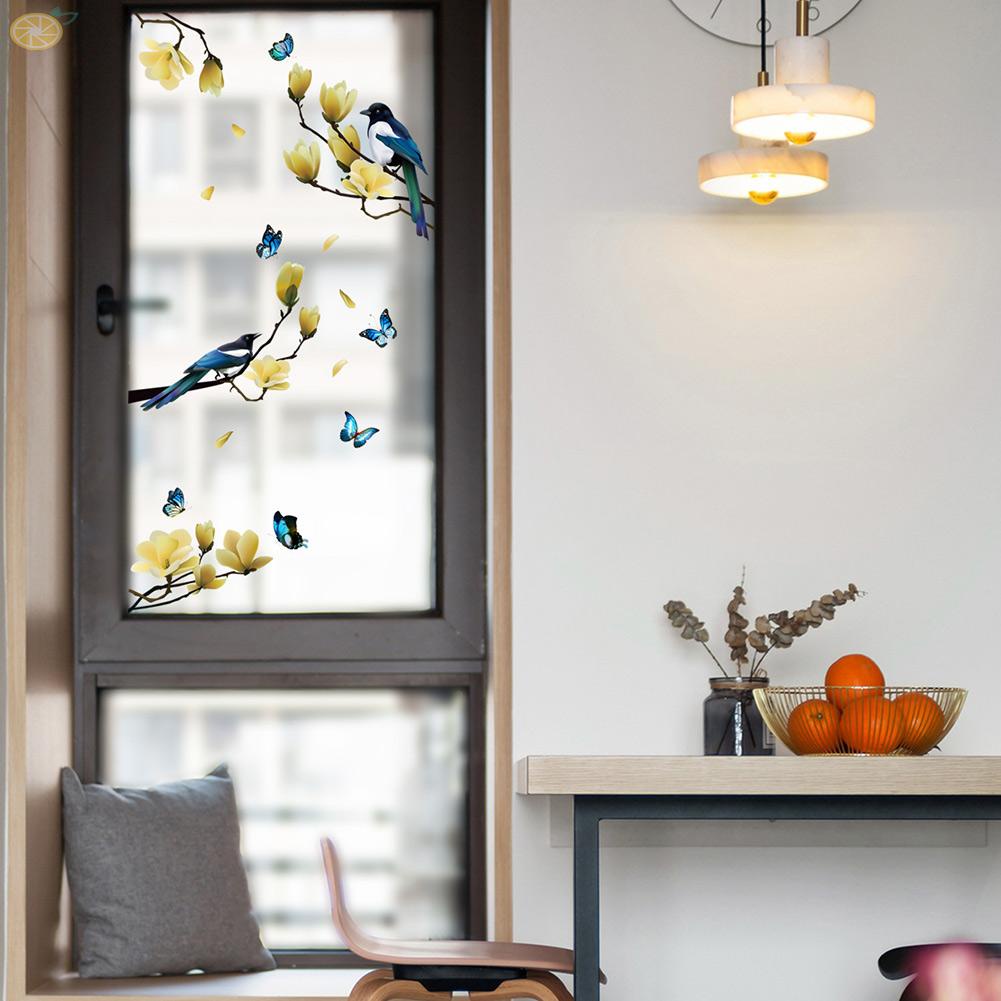 【VARSTR】Wall Stickers Bird Branch Electrostatic Glass Sticker Holiday Weddings