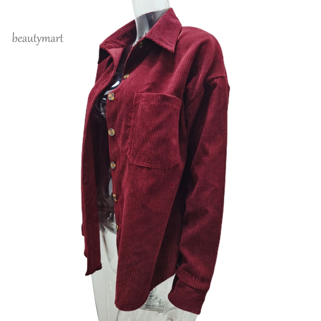 Áo Khoác Sơ Mi Tay Dài Màu Trơn Có Túi Thân Thiện Với Da beautymartm1 Thời Trang Cho Nữ