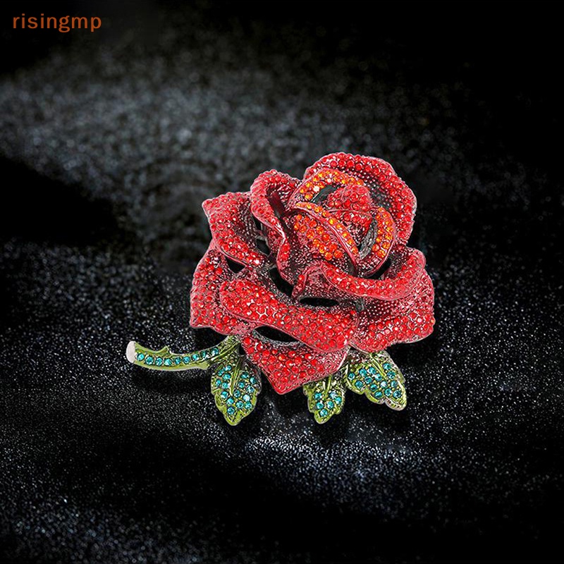 [risingmp] Trâm Cài Áo Hình Hoa Hồng Đỏ Lớn Phong Cách Công Nghiệp Cho Nữ