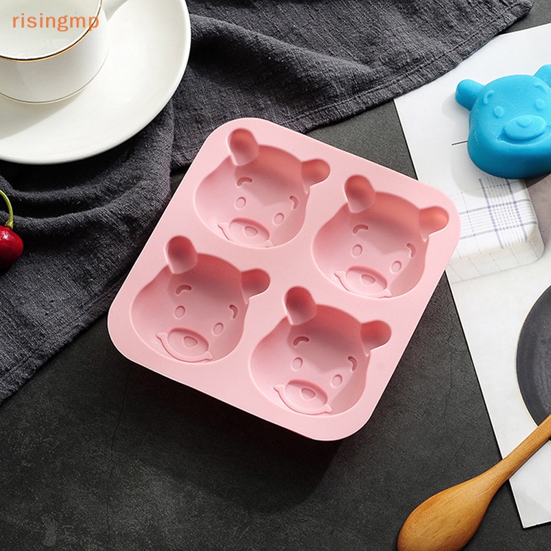 1 Khuôn Làm Bánh 4 Ngăn Hình Gấu 3D Bằng Silicone DIY