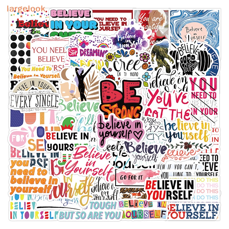 Set 50 Miếng Dán Kích Thước Lớn In Chữ Motivational Life Trang Trí Laptop / Phòng Học DIY