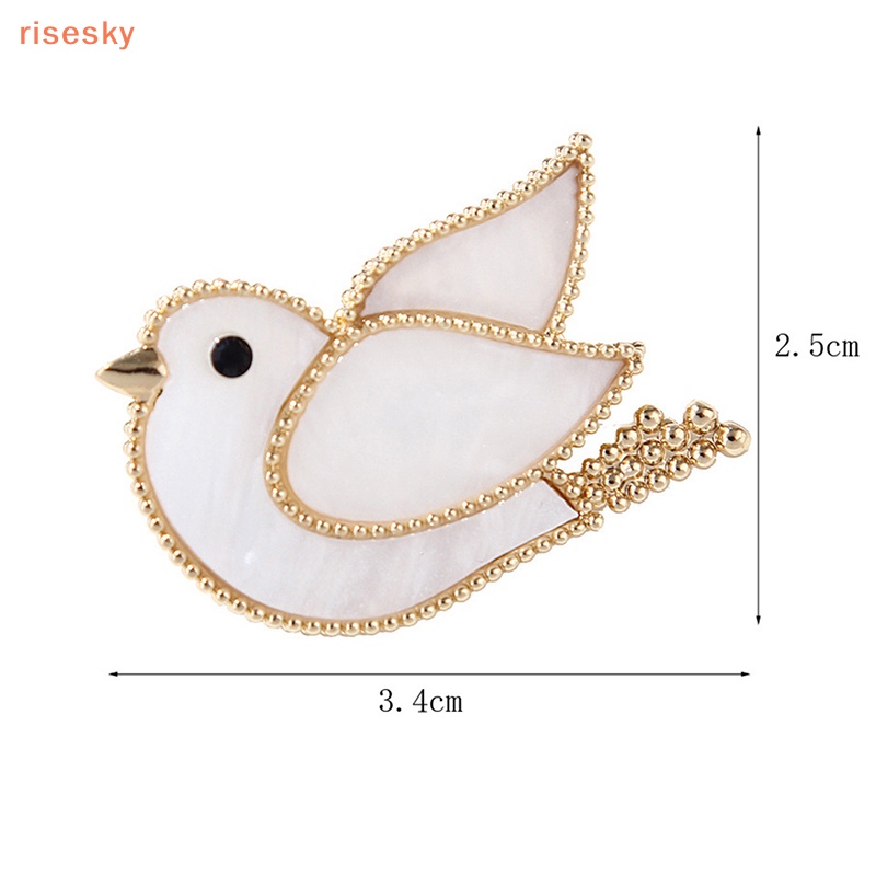 Ghim Cài Áo Hình Chim Bồ Câu Tráng Men Màu Trắng