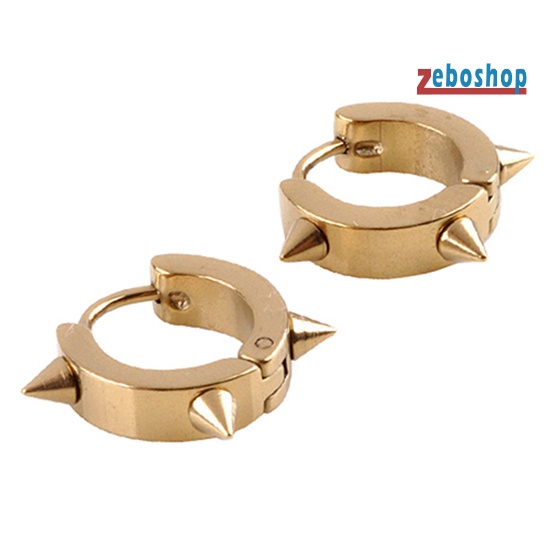 Khuyên Tai Tròn Đinh Tán Bằng Thép Titanium Unisex