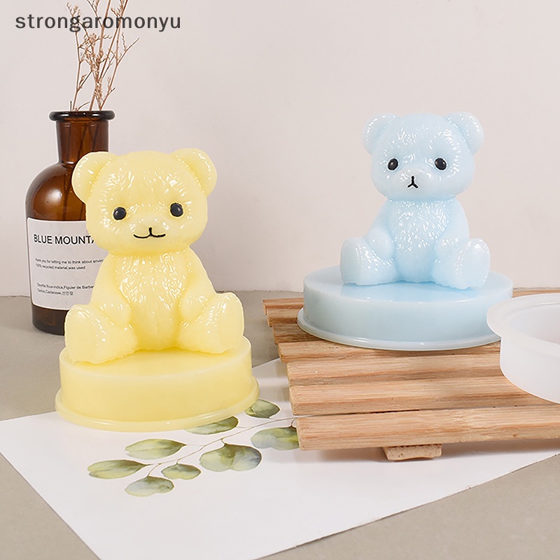 Khuôn Silicone Làm Đá Viên / Xà Phòng Hình Gấu Cười 3D Diy
