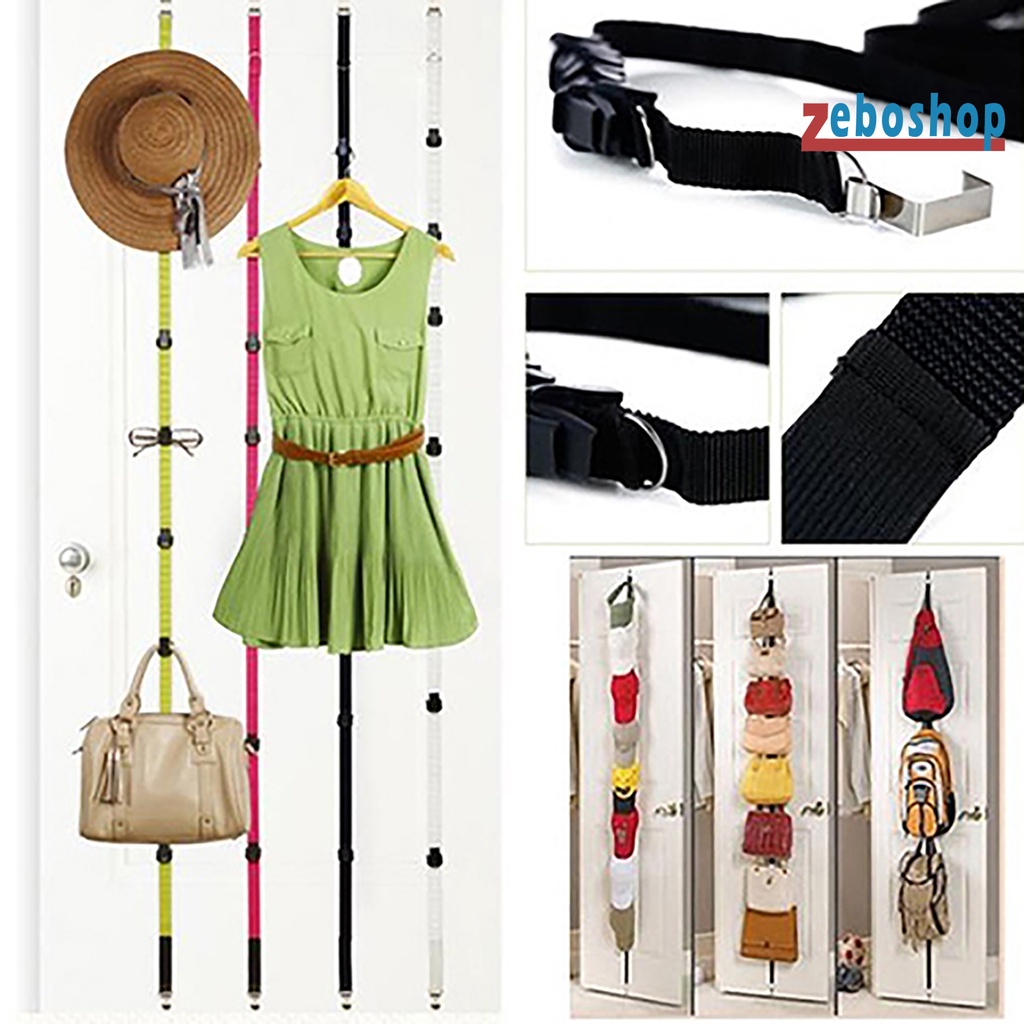 Zeboshop Móc Treo Quần Áo / Mũ / Túi Xách Bằng Nilon Không Cần Đóng Đinh Có Thể Điều Chỉnh Sắp Xếp Gọn Gàng