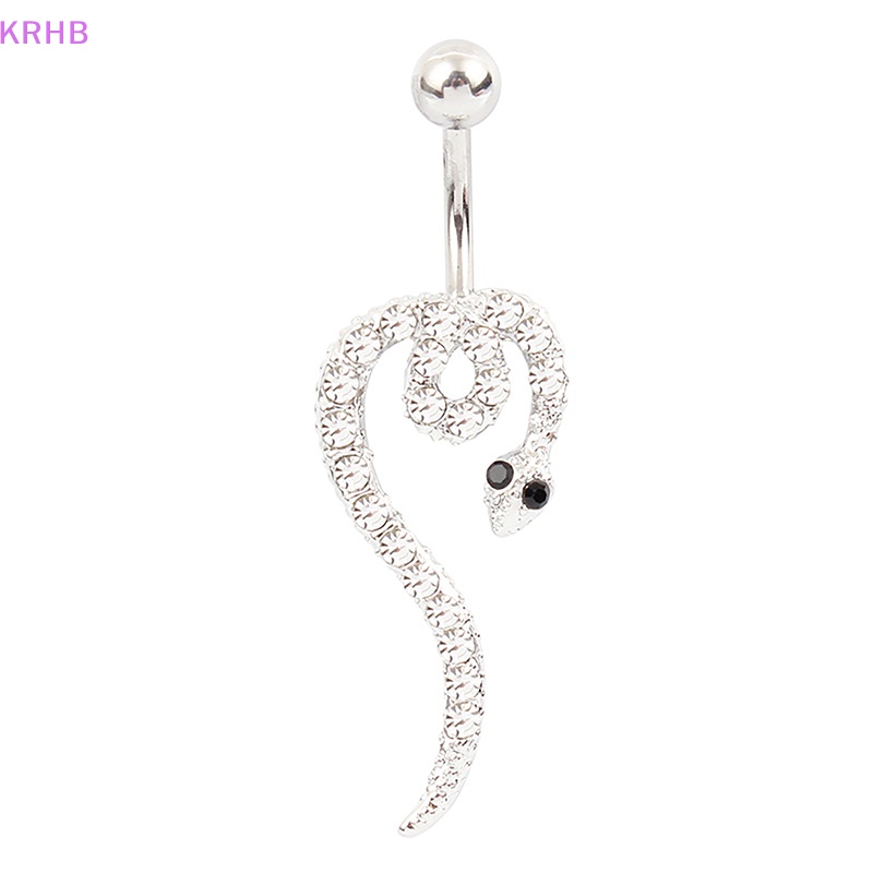 Khuyên Rốn Thép Không Gỉ Hình Rắn Đính Đá Cá Tính Mới