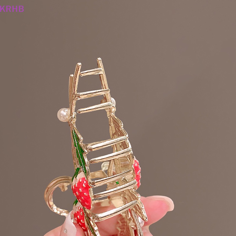 Kẹp Tóc Càng Cua Kim Loại Hình Quả Dâu Tây Thời Trang Cho Nữ Mới