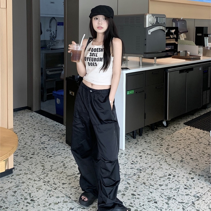 Áo Hai Dây In Chữ Đơn Giản Thời Trang Mùa Hè