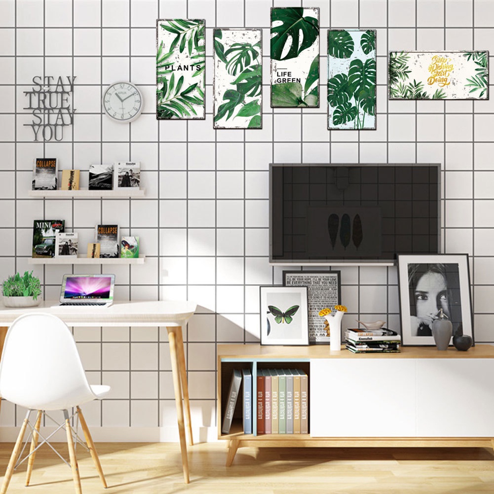 Set 6 Miếng Dán Tường Trang Trí Hình Cây Xanh Có Thể Tháo Gỡ