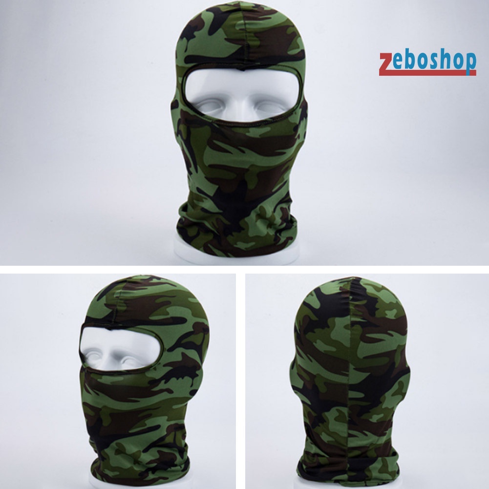 Zeboshop Mũ Che Mặt Chống Nắng / Gió Thoáng Khí Họa Tiết Rằn Ri Unisex