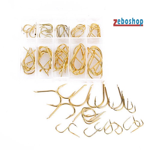 Zeboshop 100 Chiếc 3#-12# Móc Câu Cá Kim Loại Sắc Bén Siêu Bền