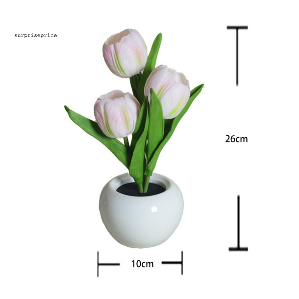 Đèn LED Để Bàn 3 Đầu Hình Hoa Tulip Mềm Mại Độ Sáng Cao Có Thể Sạc Lại