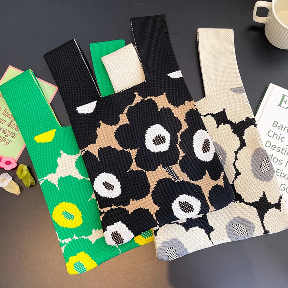 Túi Xách Đan Len Họa Tiết Hoa Thời Trang Cho Nữ