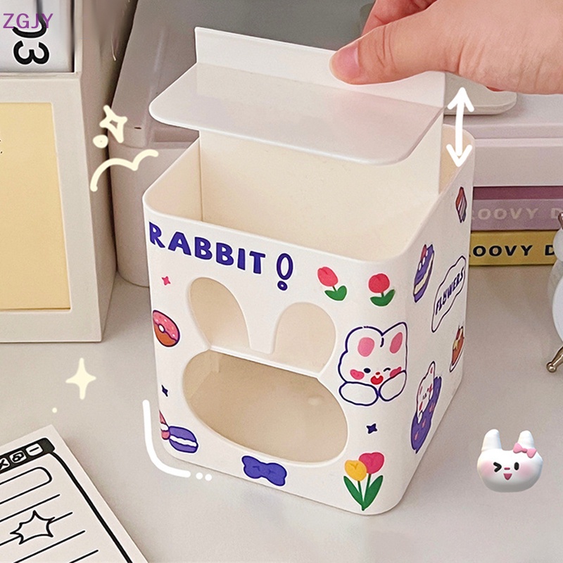 Thùng Rác Để Bàn Mini Bằng Nhựa Hình Gấu / Thỏ Dễ Thương Mới