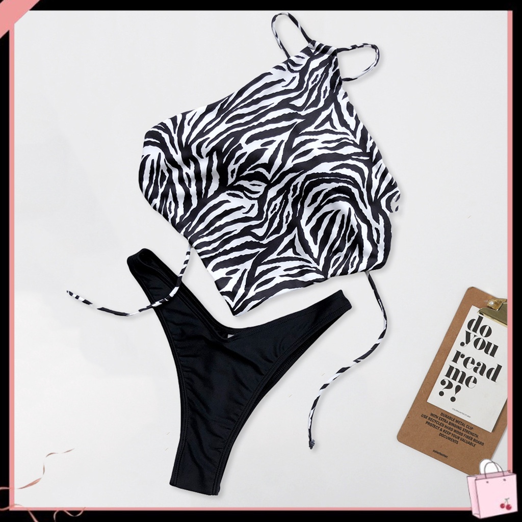 1 Bộ Đồ Bơi Hai Mảnh Lưng Cao Không Dây Thời Trang Đi Biển Mùa Hè