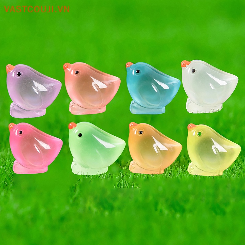 Set 2 Đồ trang trí Gà VASTJI Mini Màu Dạ Quang Trang Trí Tiểu Cảnh