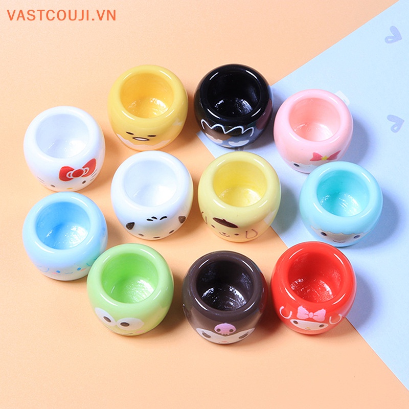 Set 2 Chén Dĩa Đồ Chơi Mini Hình Tròn In Họa Tiết Hoạt Hình Cho Nhà Búp Bê