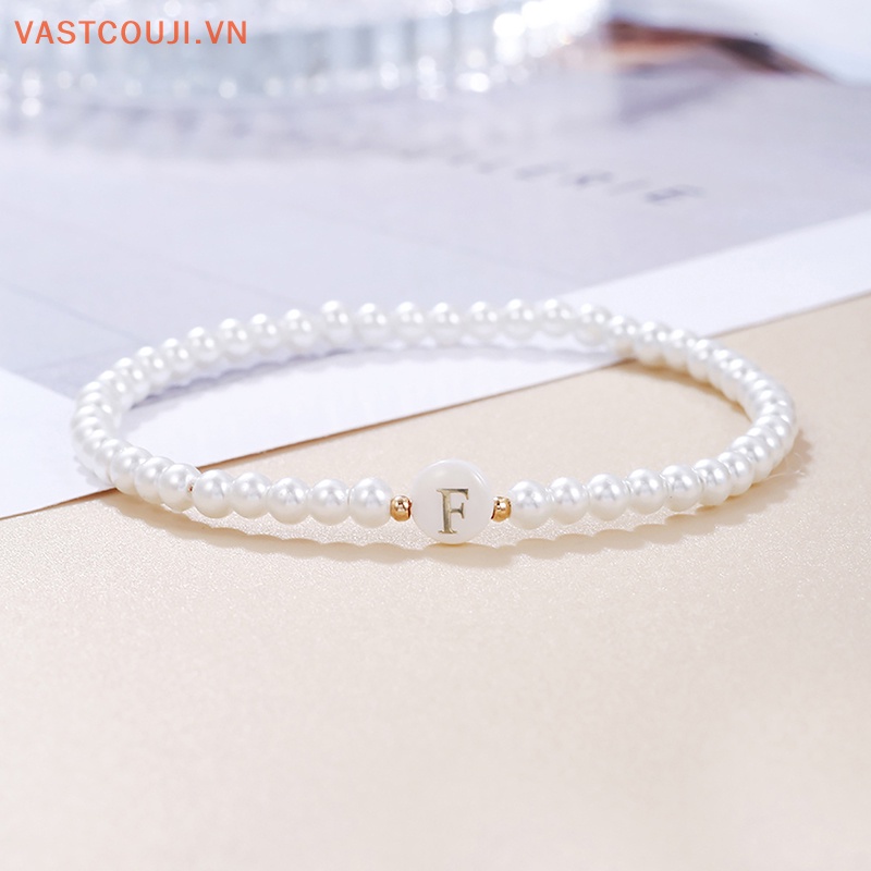 Vòng Tay Chuỗi Hạt Ngọc Trai Mặt 26 Chữ Cái Thời Trang Cho Nữ