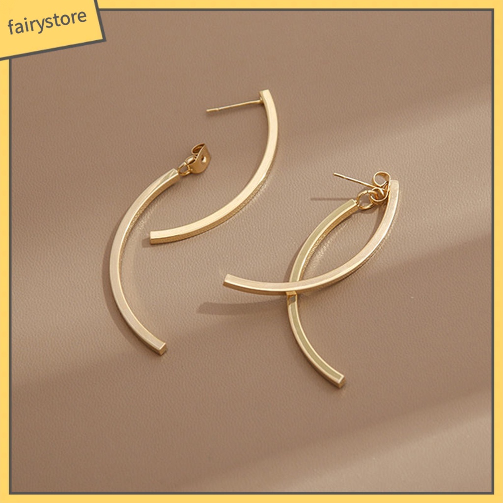 1 Đôi Bông Tai Xỏ Lỗ Dạng Xỏ Hình Học Đơn Giản Thời Trang Dành Cho Nữ