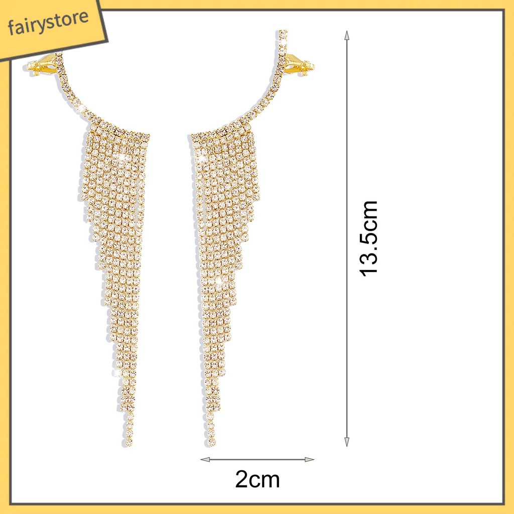 1 Đôi Bông Tai Dáng Dài Đính Đá Lấp Lánh Thời Trang Dự Tiệc