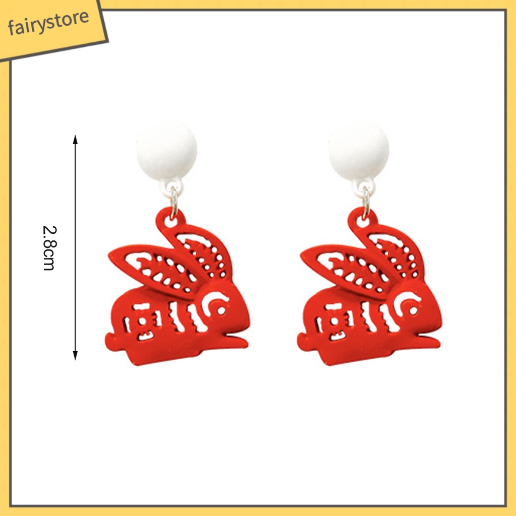 1 Đôi Bông Tai Hình Thỏ Trung Hoa Đính Ngọc Trai Giả Lãng Mạn Phong Cách Vintage