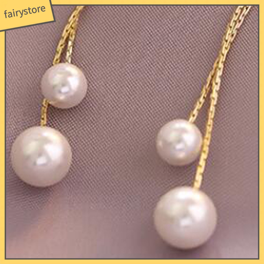 1 Đôi Bông Tai Hình Bướm Dài Đính Ngọc Trai Giả Lấp Lánh