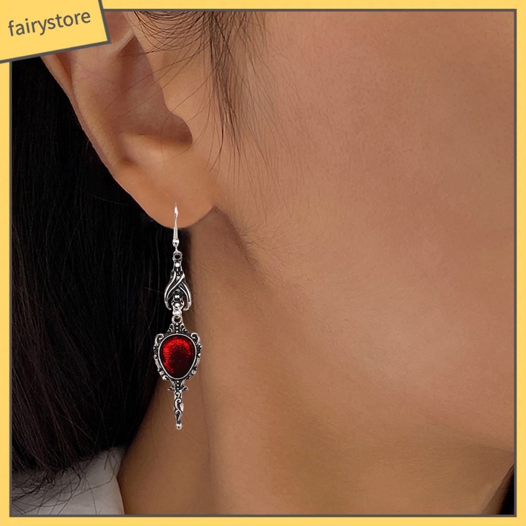 1 Đôi Bông Tai Hình Dơi Tráng Gương Phong Cách Gothic Punk Cổ Điển Thời Trang