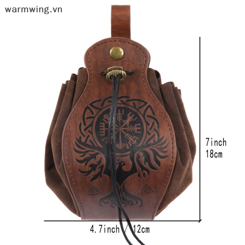 Túi Dây Rút Đựng Tiền Xu Phong Cách Steampunk Viking Dành Cho Nam Và Nữ