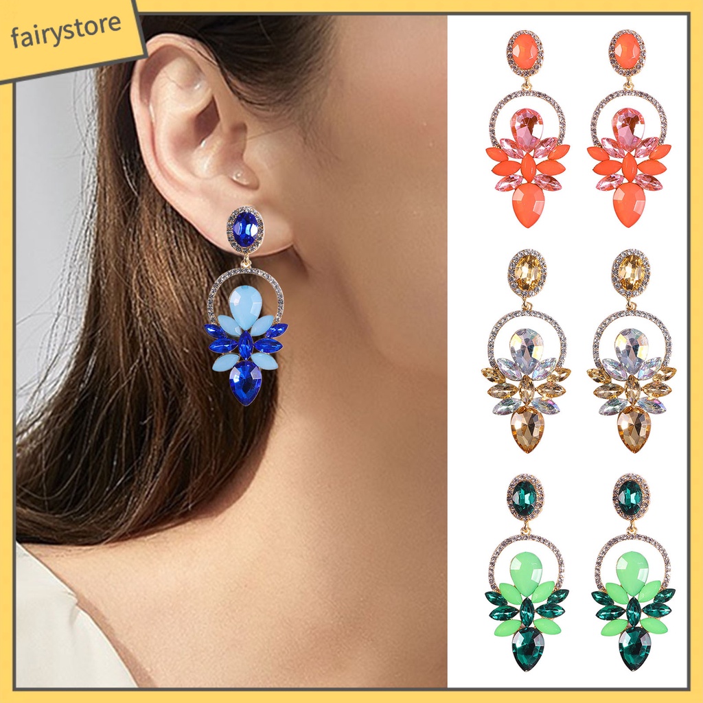 1 Đôi Bông Tai Hình Giọt Nước Đính Đá Lấp Lánh Dành Cho Nữ