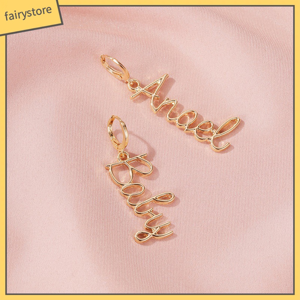 Bông Tai Dáng Dài Hình Thiên Thần Và Chữ Baby Fuck You Thời Trang Cho Nữ