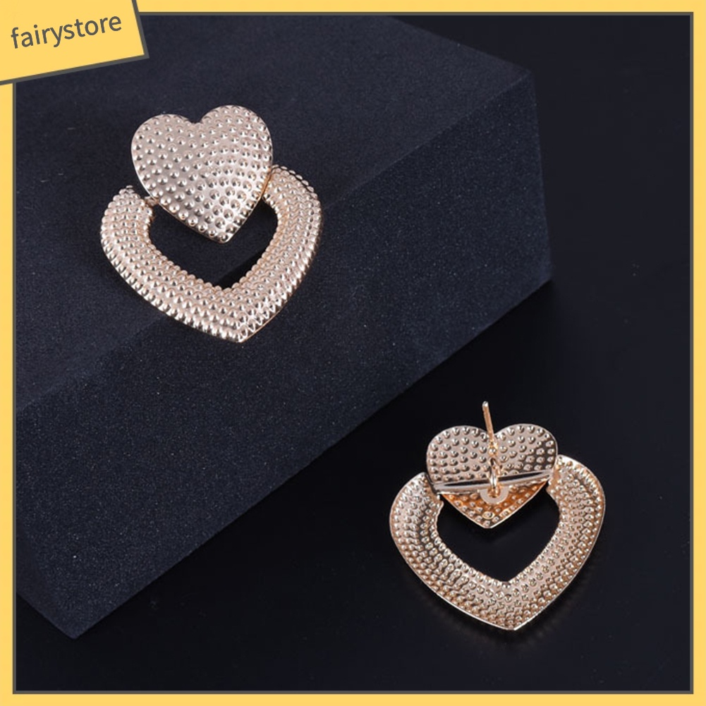 Bông Tai Hình Trái Tim Đôi Bằng Hợp Kim Thanh Lịch Dành Cho Nữ