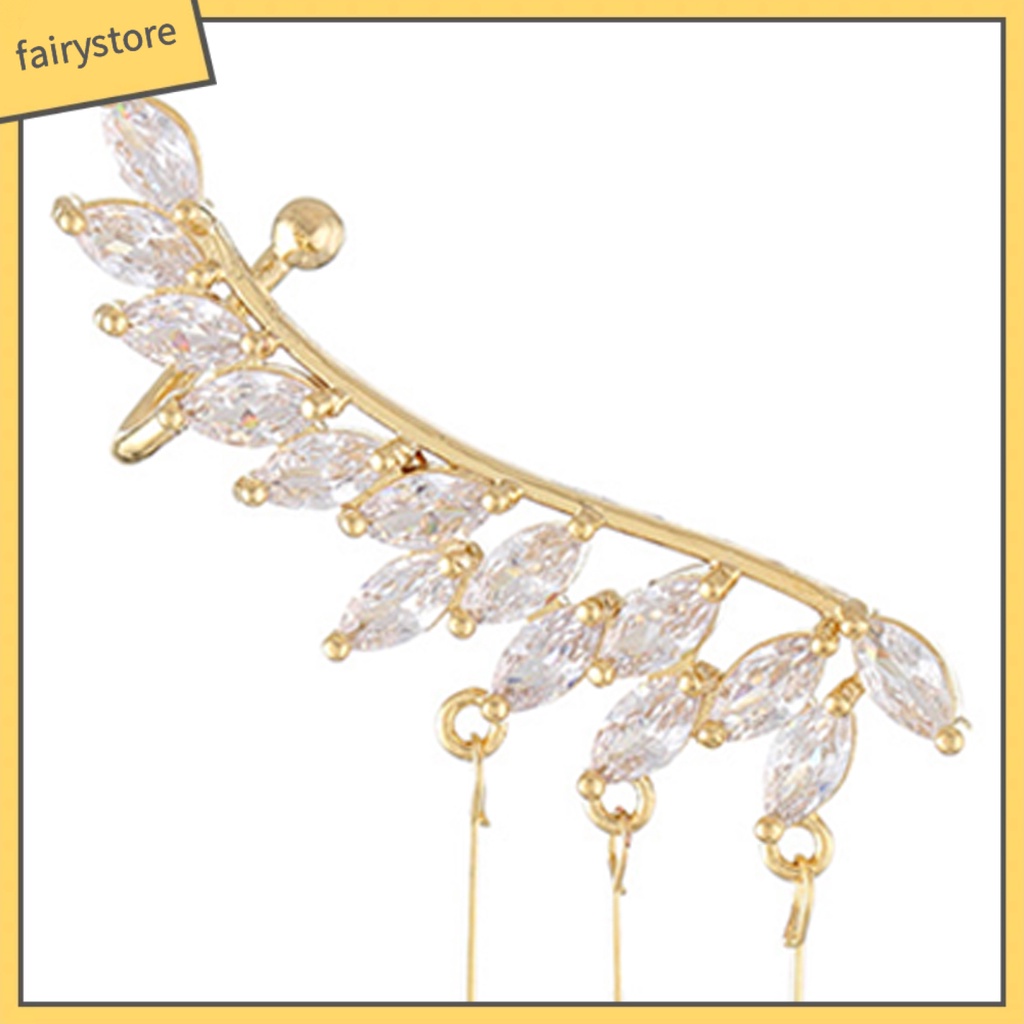 1 Đôi Bông Tai Dáng Dài Hình Đôi Cánh Đính Đá Zircon Lấp Lánh Thời Trang Cho Nữ