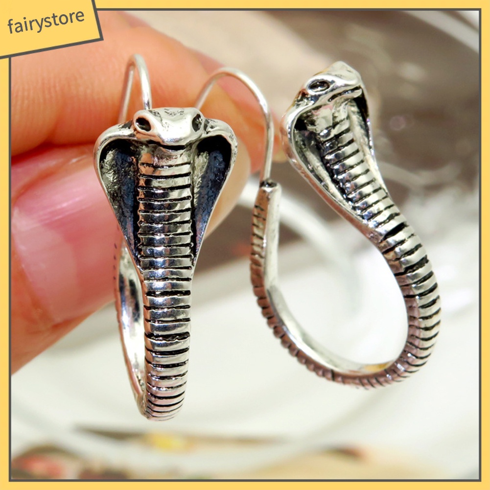 Khuyên Tai Móc Lủng Lẳng Mặt Hình Rắn Cobra Chạm Khắc Cổ Điển Cho Nữ [FRO]
