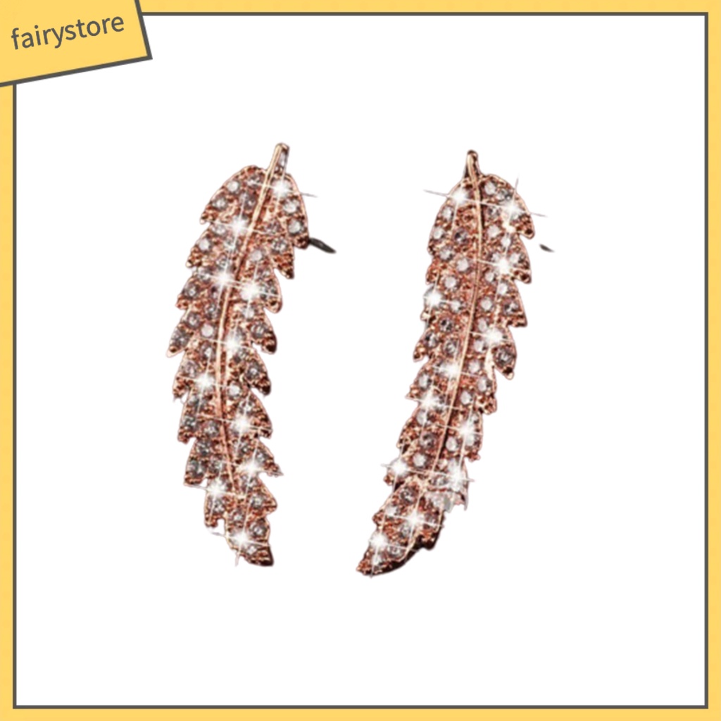 Bông Tai Hình Chiếc Lá Đính Đá Thời Trang Lãng Mạn Cho Nữ