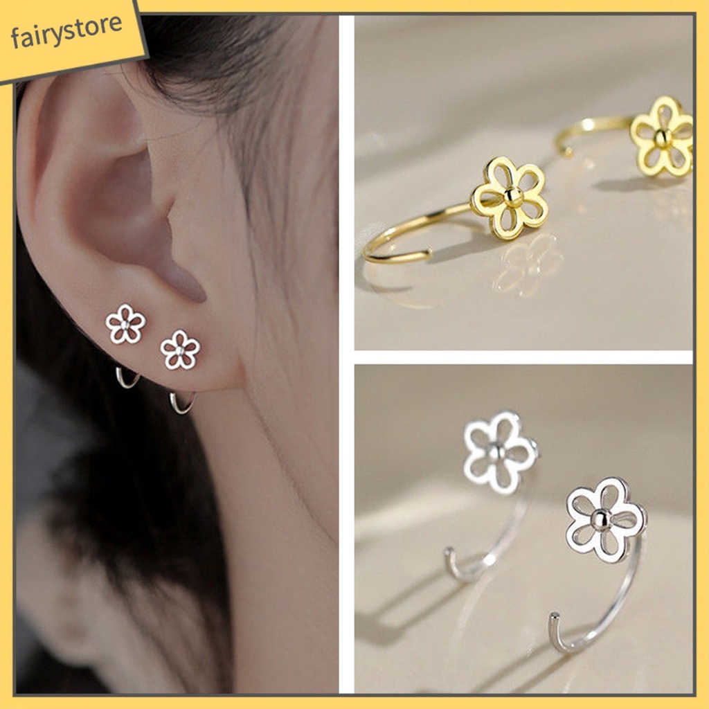 1 Đôi Bông Tai Xỏ Hình Hoa Bướm Sáng Lấp Lánh Dành Cho Nữ