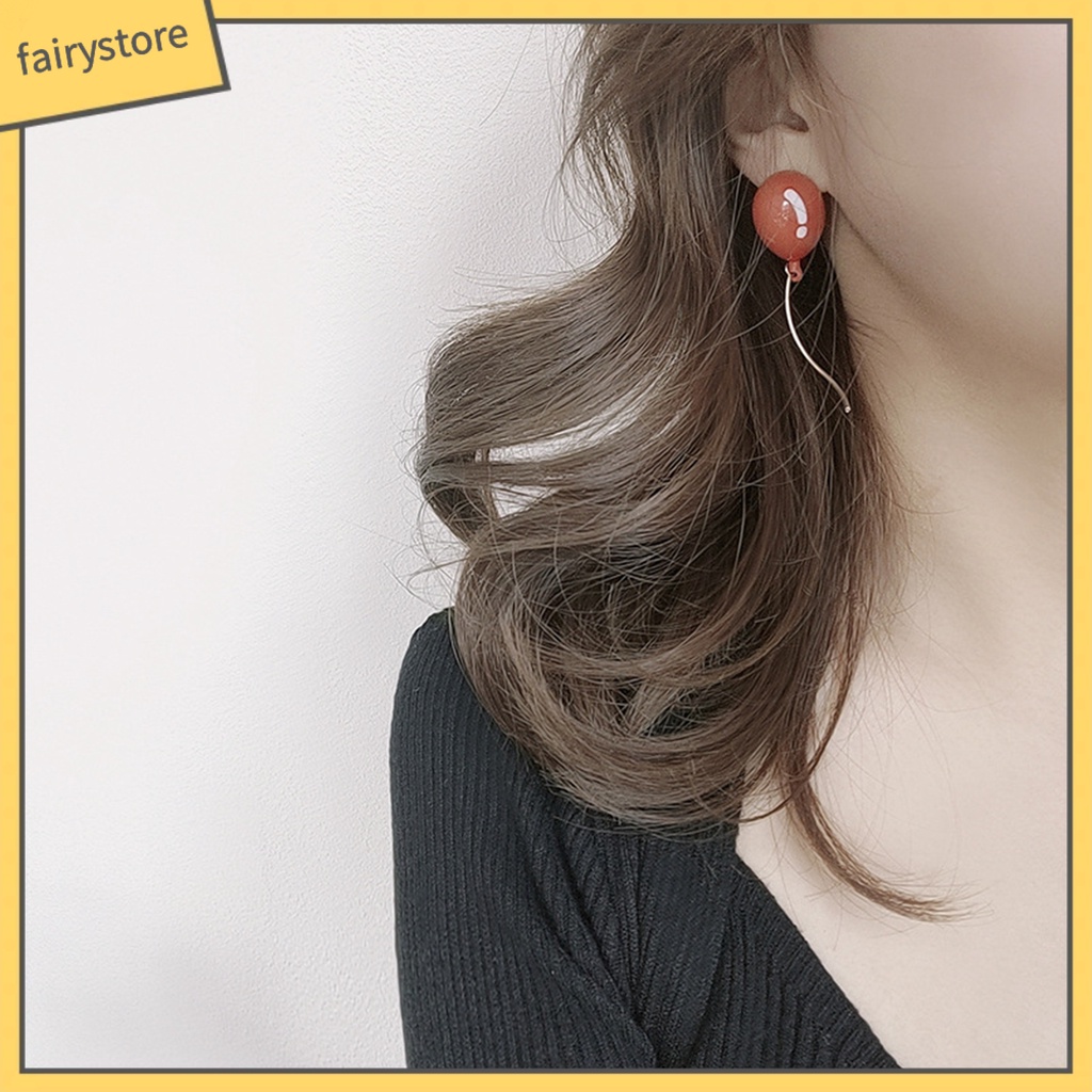 [FRO] Bông Tai Hình Học Phối Tua Rua Vẽ Hình Bong Bóng Dễ Thương Dành Cho Nữ Mặc Hàng Ngày