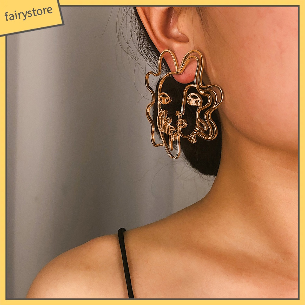 Khuyên Tai Hình Khuôn Mặt Trừu Tượng Sáng Tạo Dành Cho Nữ