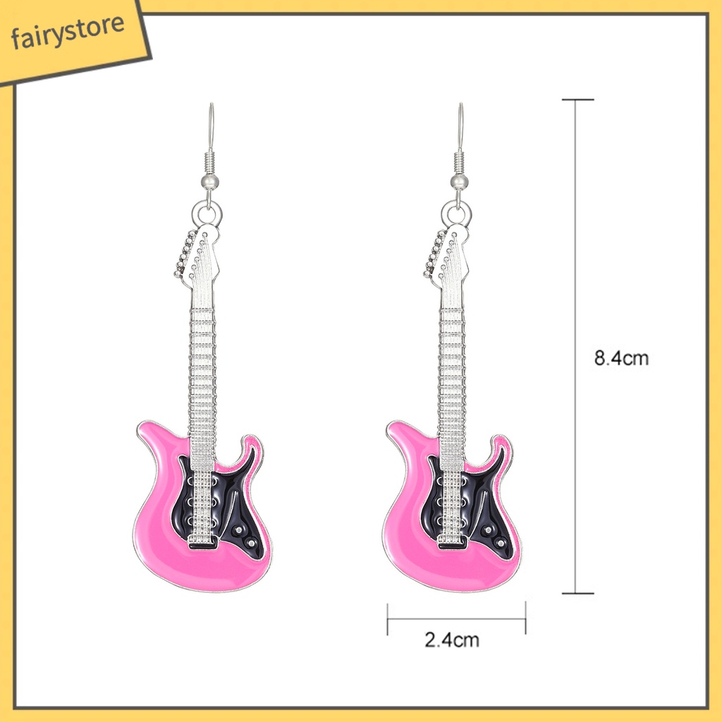 [FRO] 1 Đôi Bông Tai Thời Trang Bắt Sáng Tốt Hình Đàn Guitar Điện Bằng Hợp Kim Tinh Tế Sang Trọng Cho Nữ
