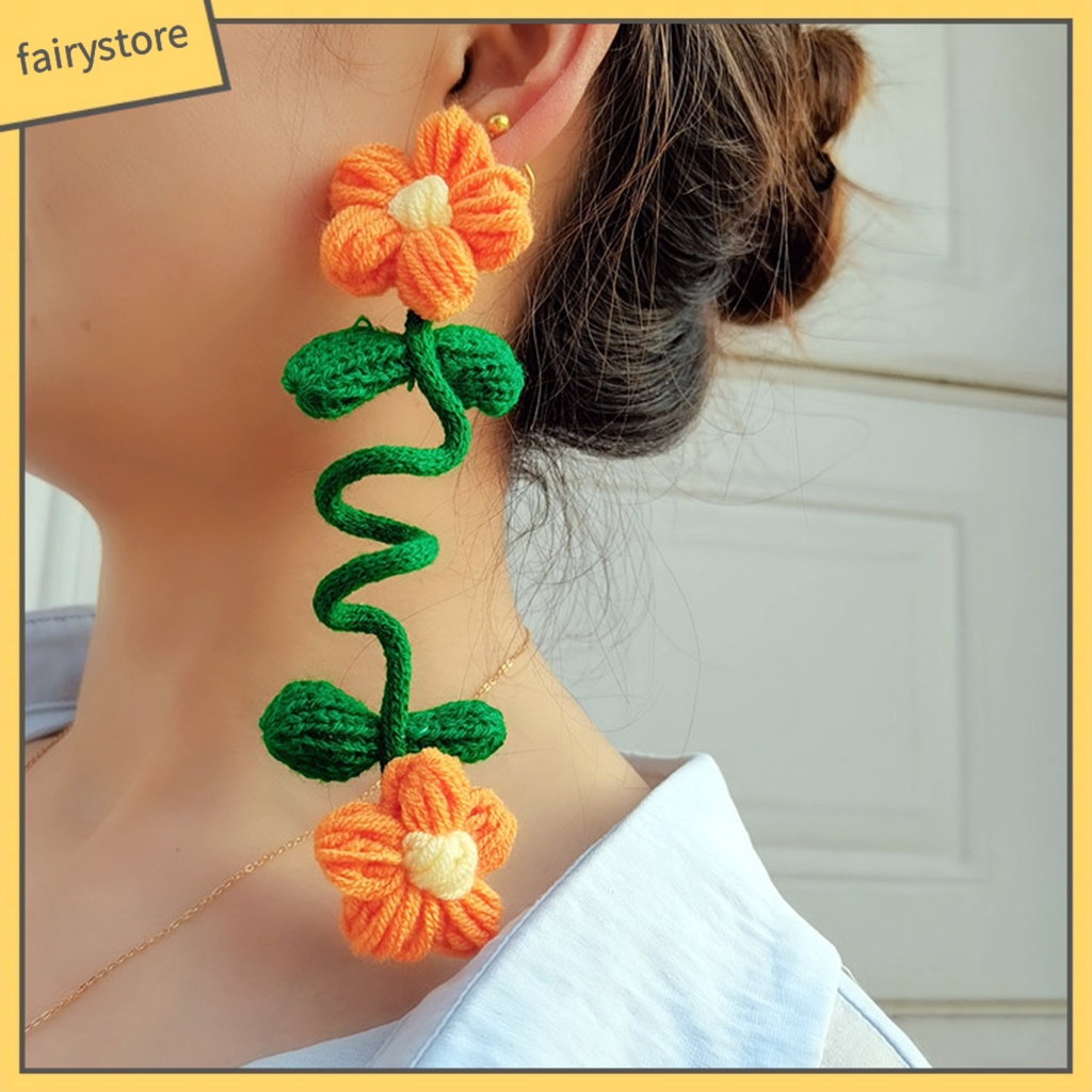 1 Bông Tai Lủng Lẳng Hình Hoa Màu Sắc Tươi Sáng Phong Cách Ngày Lễ