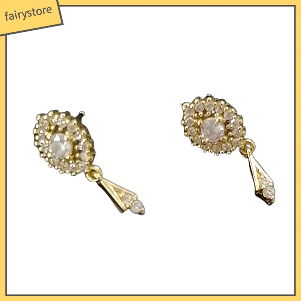 1 Cặp Bông Tai Đính Đá Zircon Hình Oval Tua Rua Phong Cách Cổ Điển Dành Cho Nữ