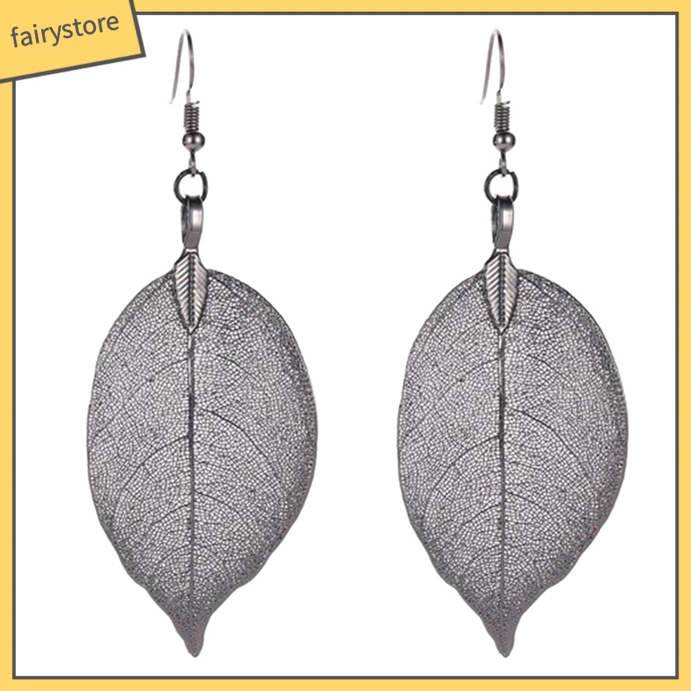 Bông Tai Hình Chiếc Lá Thiết Kế Đục Lỗ Phong Cách Cổ Điển Thời Trang Cho Nữ