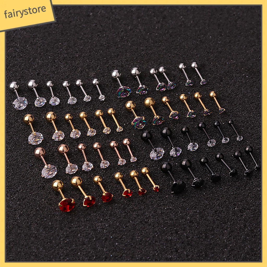 1 Bông Tai Xỏ Lỗ Đính Đá Zircon Nhiều Màu Sắc Lấp Lánh Dành Cho Nữ